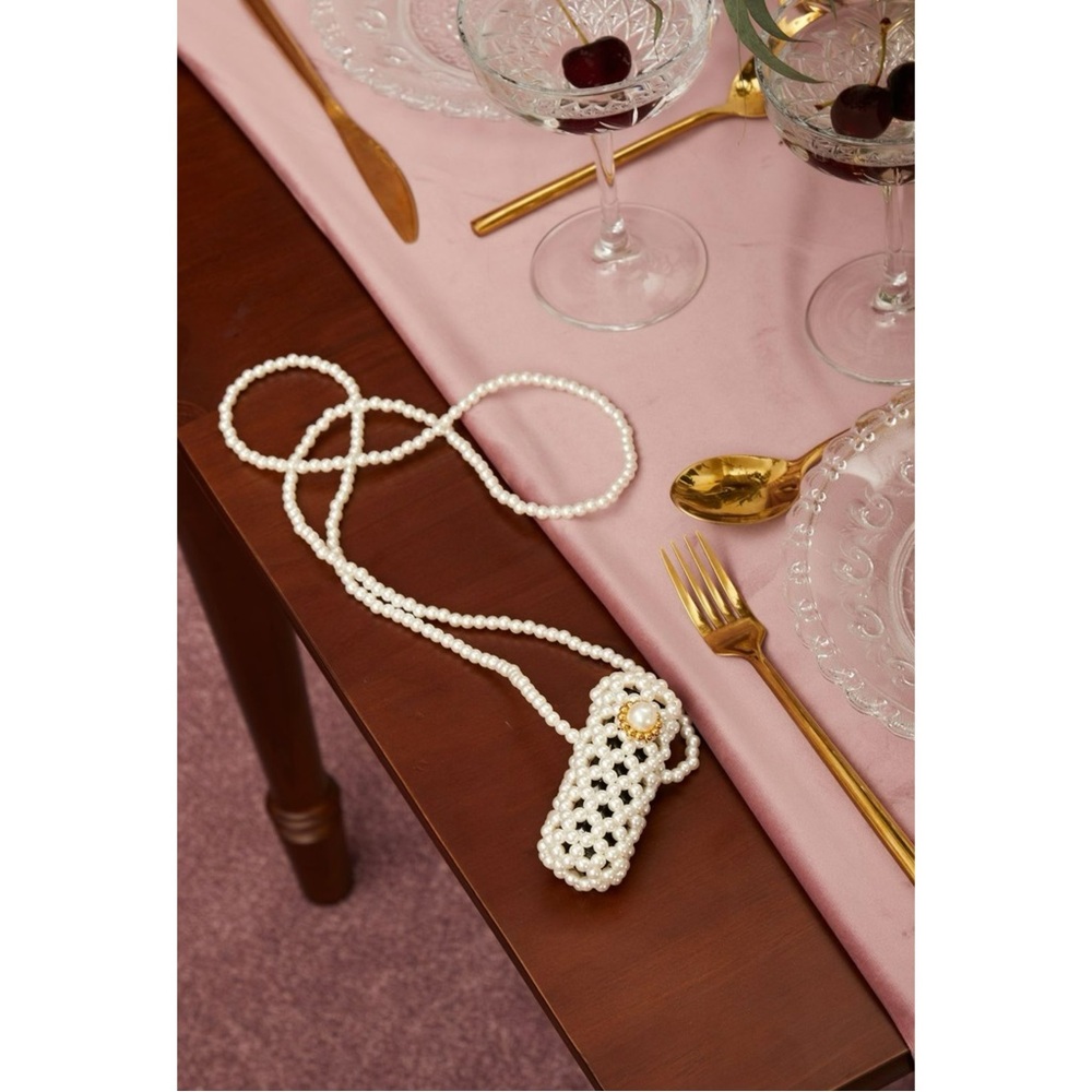 NWT Sister Jane Cherry Lipstick Purse Pearl Necklace